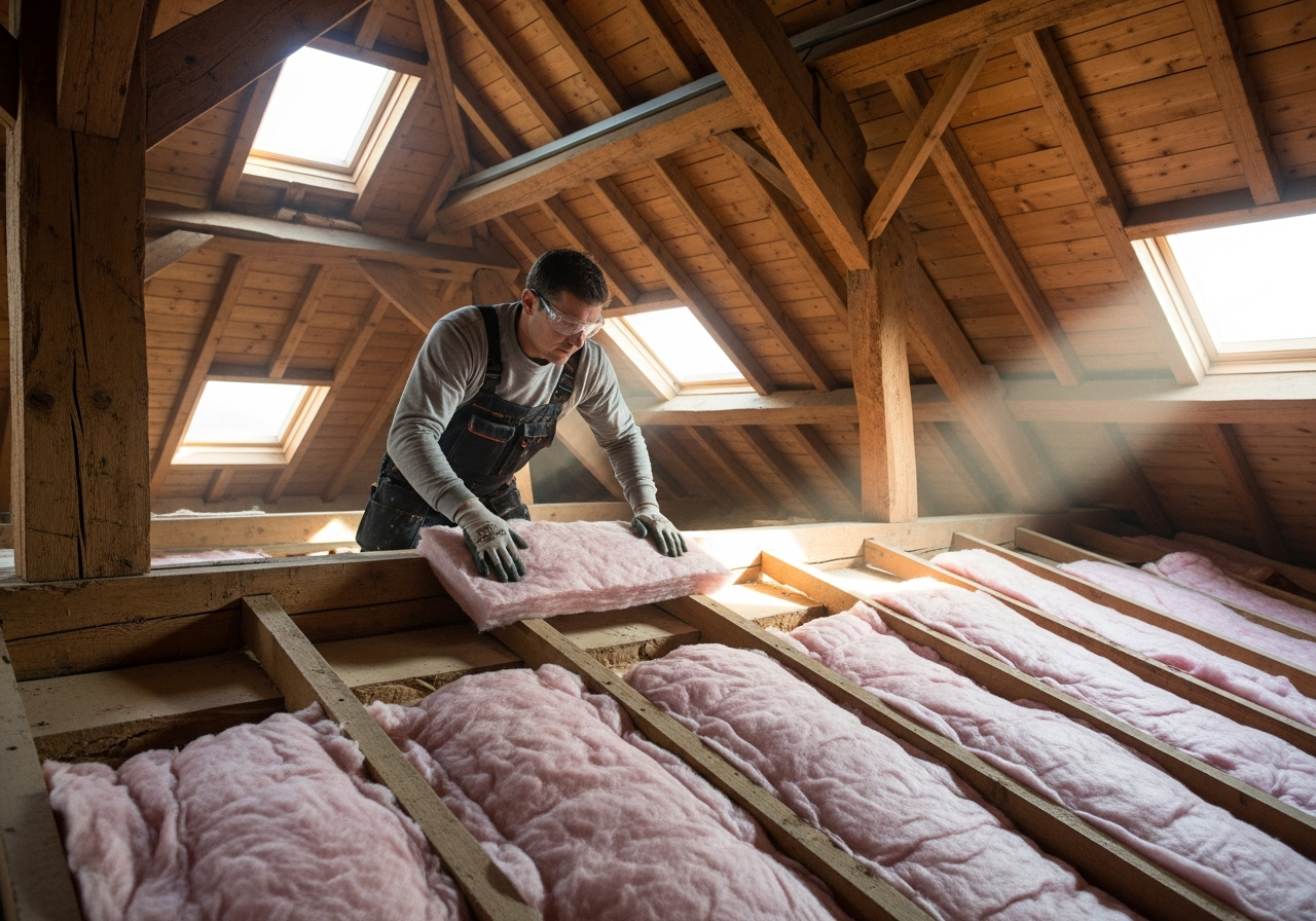 Isolation des combles par soufflage de laine minérale